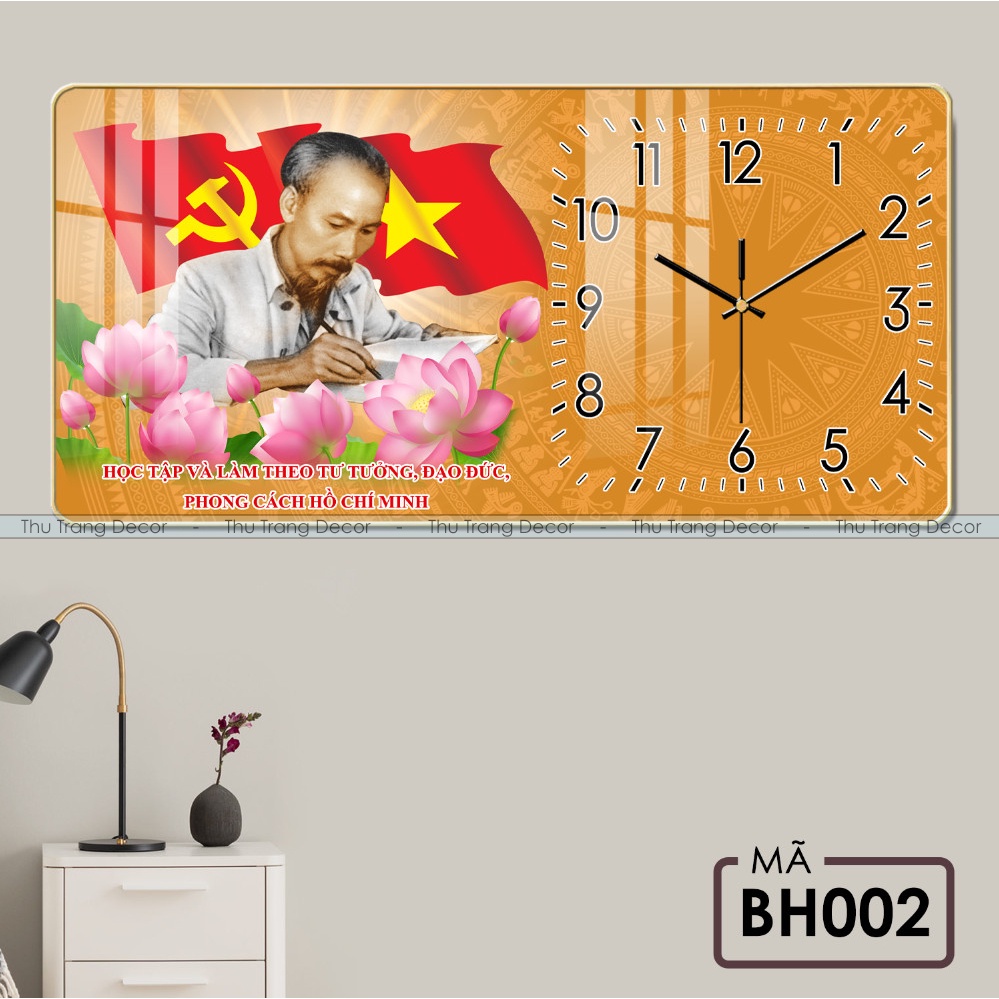 Đồng Hồ Tráng Gương Treo Tường "BÁC HỒ" In UV 5D Cao Cấp