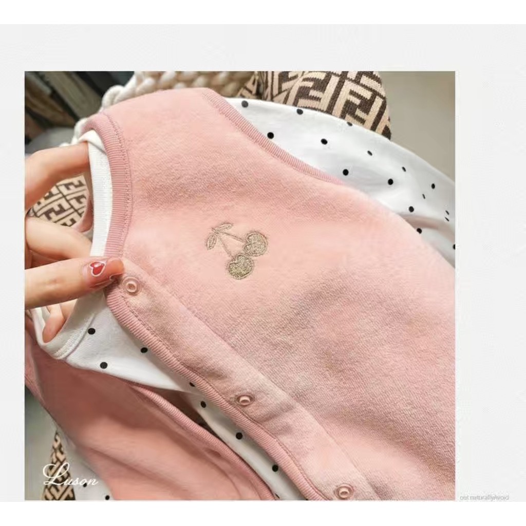 Áo ghi lê nhung trần bông cho bé tải và bé gái từ 5kg đến 15kg