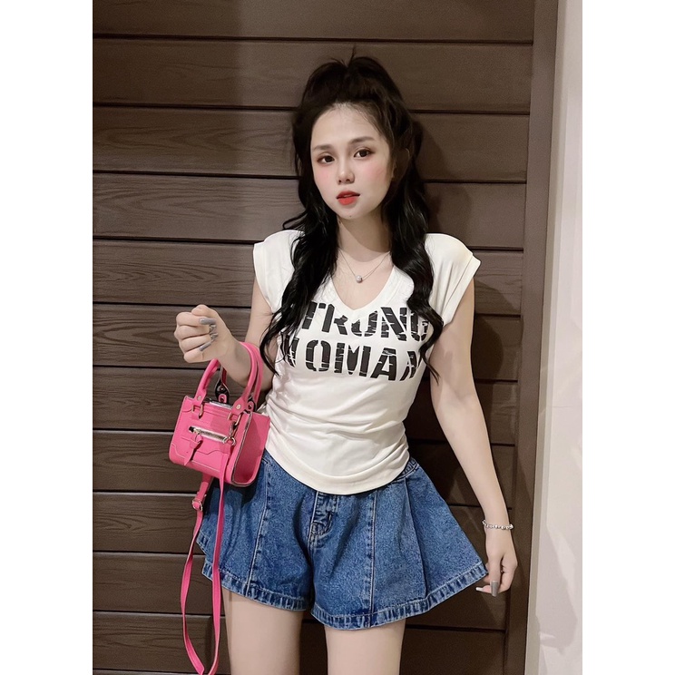 Áo Thun Nữ Cổ Tim Nhún Eo Vạt Bầu