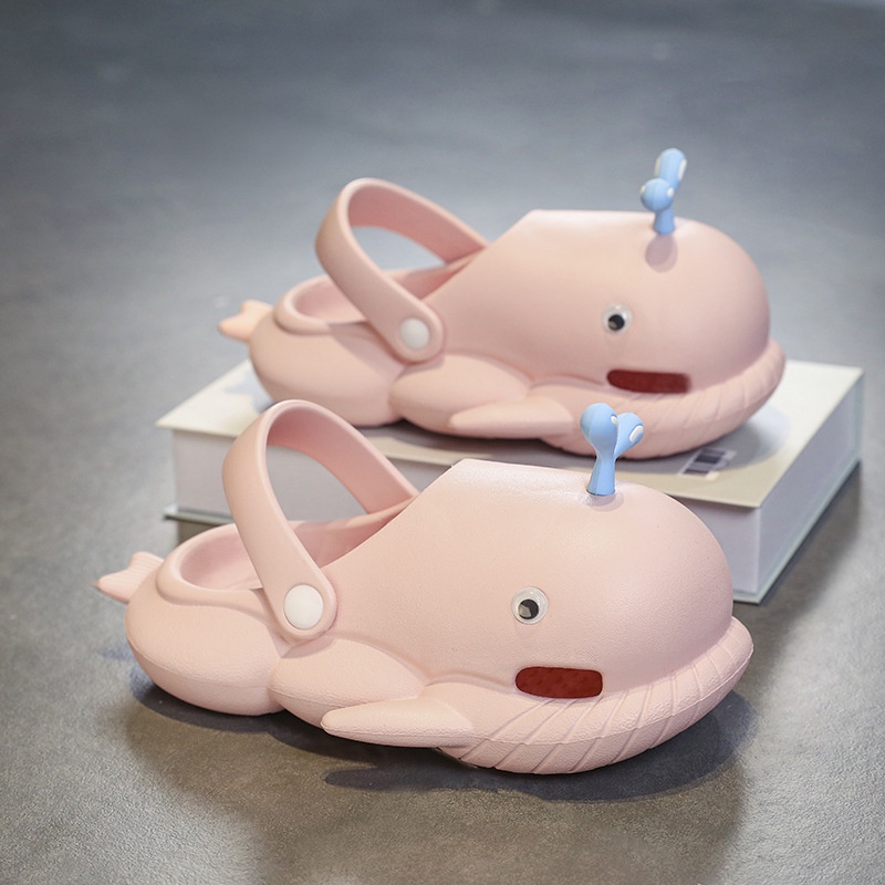 Chống trượt chống bẩn tăng chiều cao Sandals phim hoạt hình dễ thương cá voi in mùa hè thời trang mới