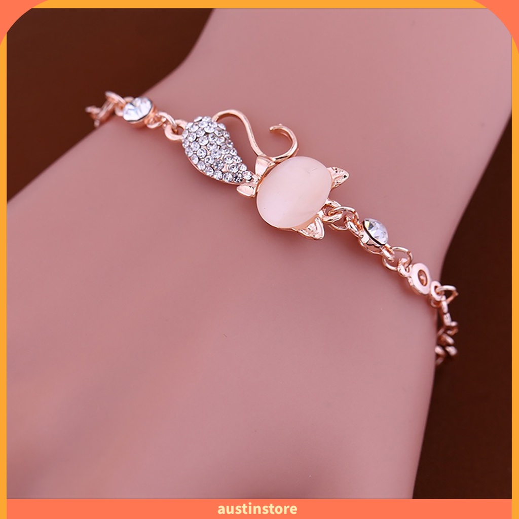 (ustinstore) Vòng Tay Chuỗi Đá Mắt Mèo Dễ Thương Cho Nữ Cuộc Sống Hàng Ngày