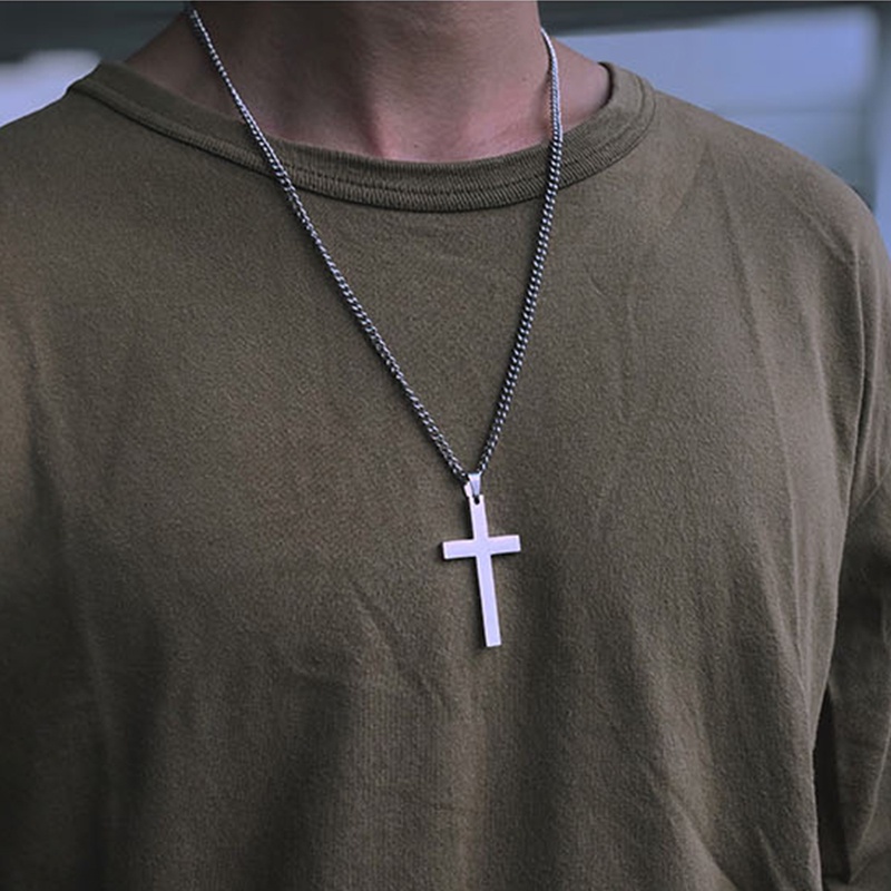 Vòng cổ Bằng Thép Không Gỉ Mặt Hình Thánh Giá Phong Cách Hip Hop Cho Nam