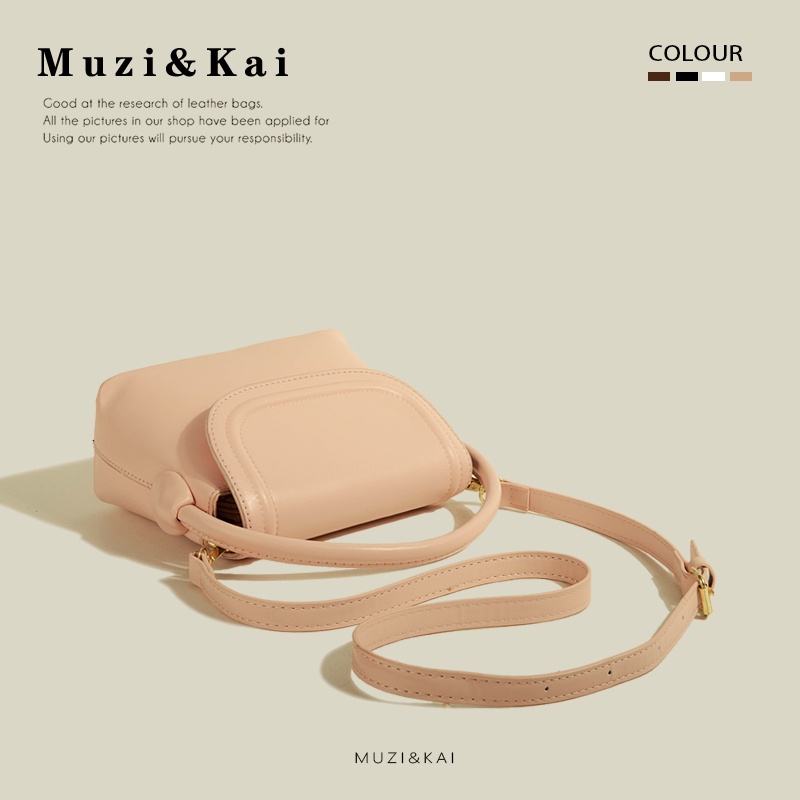 Muzikai chính hãng khí chất nhẹ nhàng túi xách nữ 2023 phong cách mới High-End All-Match Messenger Bag túi vuông màu hồng