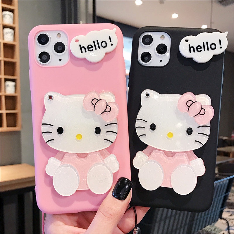 Ốp lưng chống rơi cho redmi note 12 pro 11s 10s 9s 8 7 pro redmi 12 10c 9a 9c 9t poco x5 m3 pro kawaii anime hình kitty vỏ điện thoại có dây buộc