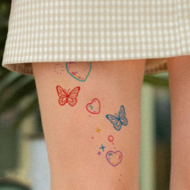 Hình Xăm Dán Tạm Thời Họa Tiết Bướm Nhiều Màu Sắc Chống Nước Lâu Trôi 7 Ngày Cho Nữ