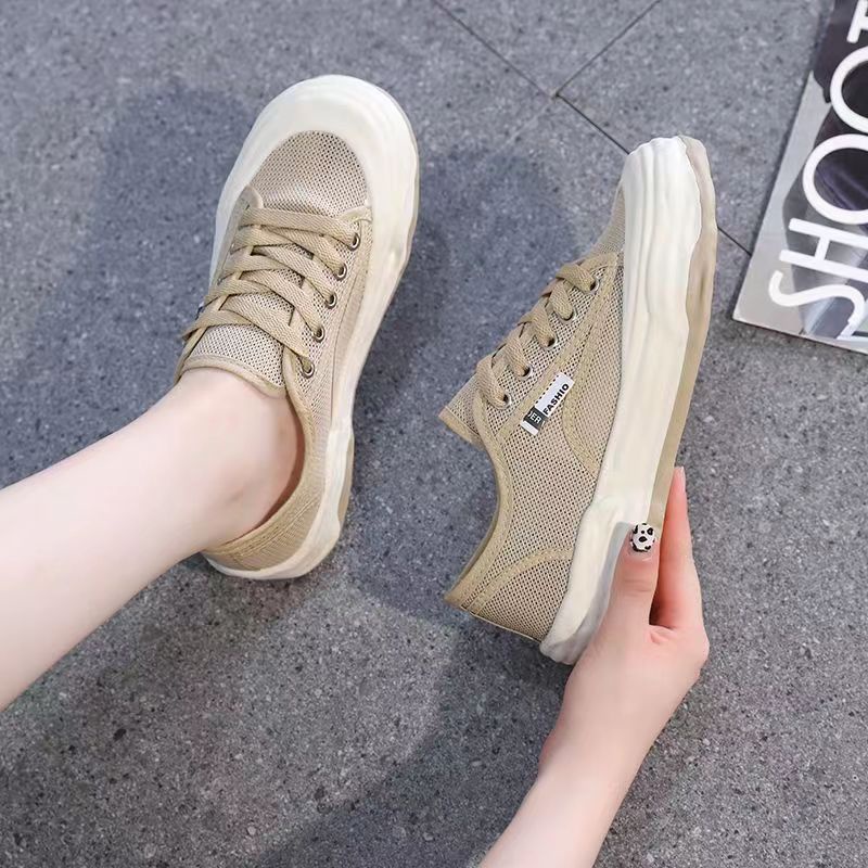 Giày Thể Thao Vải Canvas Đế Dày Phối Lưới Thời Trang Mùa Hè 2023 Cho Nữ