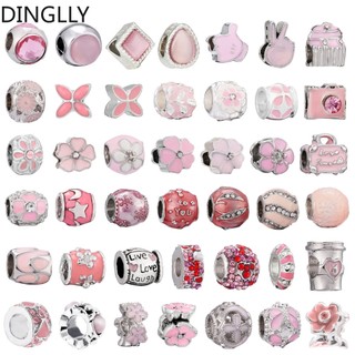 Dinglly màu bạc hạt hợp kim màu hồng men nở đính cườm hình giọt nước crystalcharm tự làm đồ trang sức làm phụ kiện