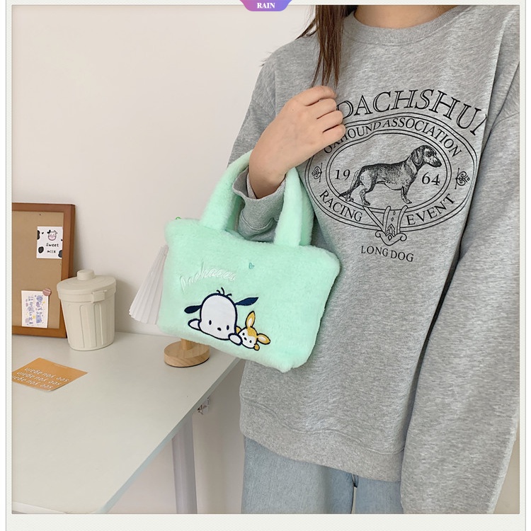 SANRIO Túi Xách Tay Bằng Vải Bông Hình Cinnamoroll Kuromi My Melody Hello Kitty Stitch Dễ Thương Cho Nữ