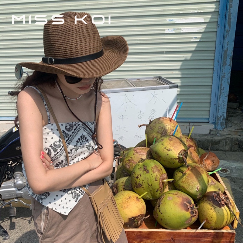 Misskoi  Mũ Rơm Cao Bồi Vành Rộng Chống Nắng Đi Du Lịch Leo Núi Hợp Thời Trang Cho Nam Và Nữ