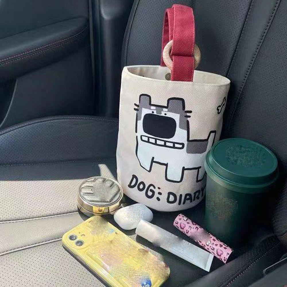 Pinou Túi Xách tote canvas Sức Chứa Lớn Hình Chú Chó husky Hoạt Hình Có Thể Tái Sử Dụng