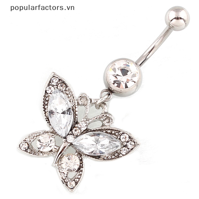 Khuyên Rốn Hình Bướm Đính Đá Zircon Bằng Thép Không Gỉ Thời Trang Cho Nữ