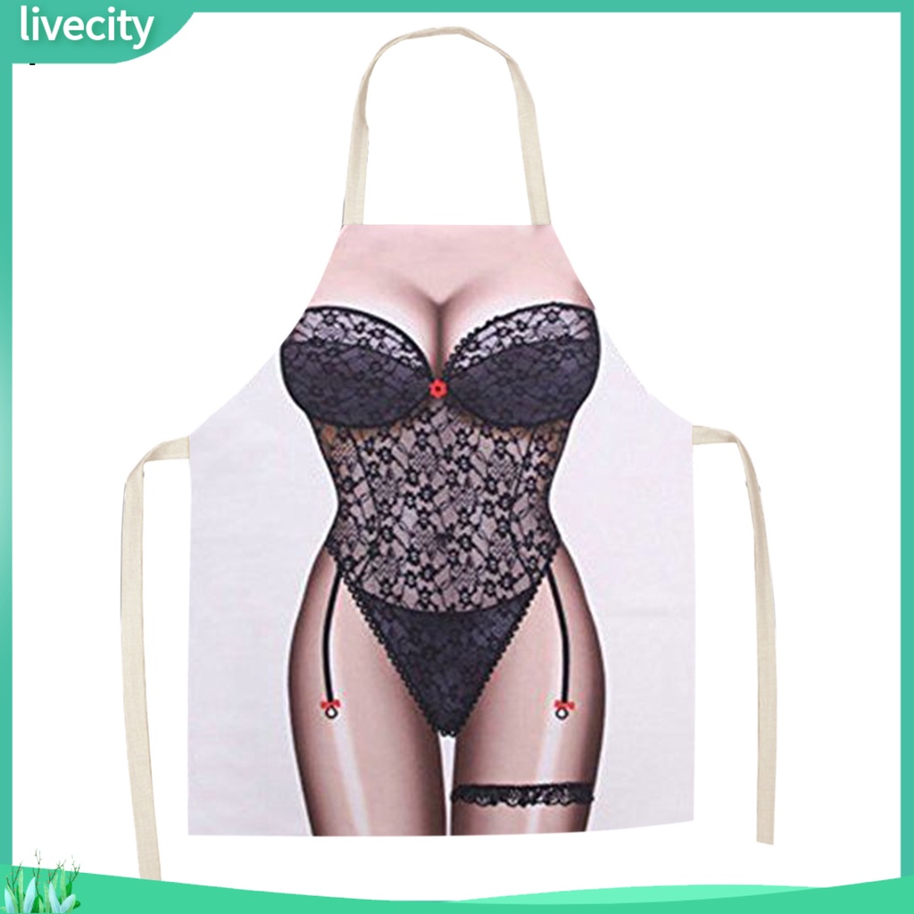 Tạp dề nấu ăn không tay che phủ lớn lanh sexy bikini in đầu bếp yếm dài đồ dùng gia đình