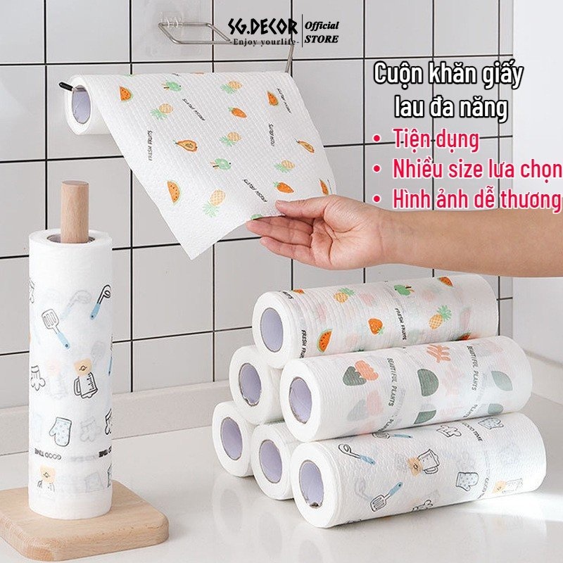 Cuộn khăn giấy lau bếp đa năng SG.DECOR 20cm 25cm thấm dầu mỡ đươc tái sử dụng nhiều lần