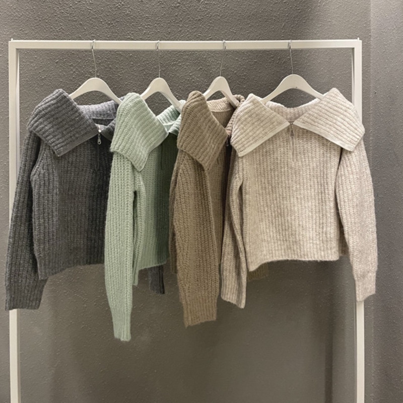 Áo Sweater Trơn Tay Dài Dáng Rộng Phong Cách Thời Trang Retro