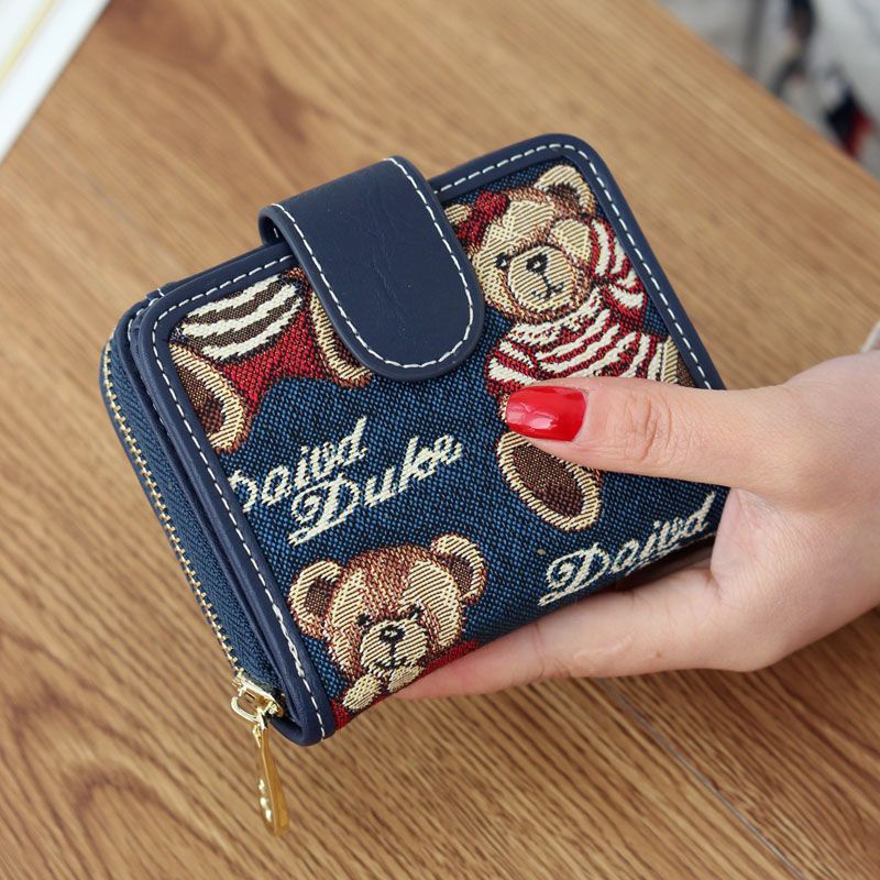 Ví Da Gấp Dáng Ngắn In Hình winnie the pooh Dễ Thương Đa Năng Thời Trang Cho Nữ