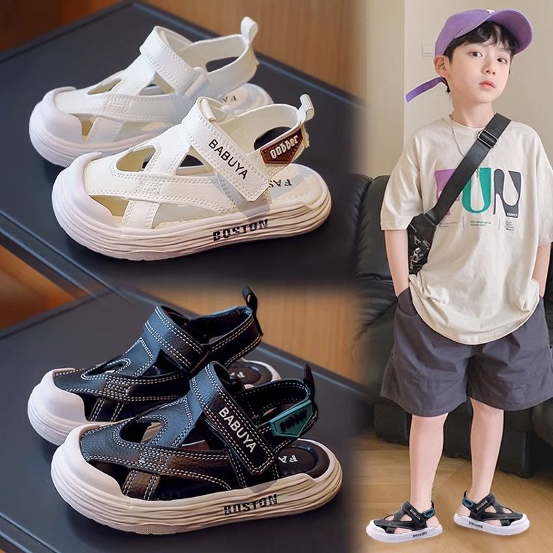 Bé trai baotou sandals anti-kick anti-slip boys baby shoes summer new style children boys sandals hollow beach shoes