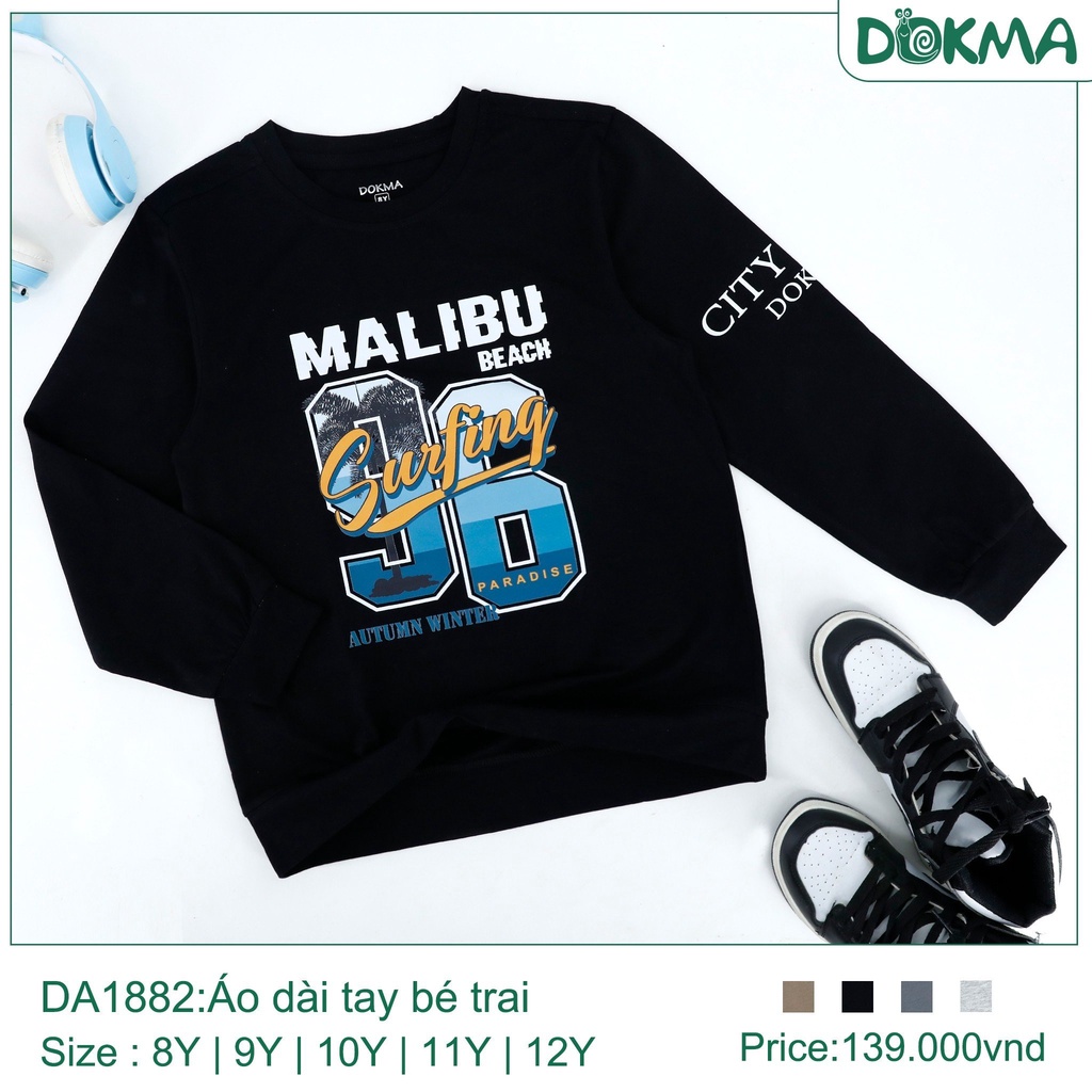 Áo Dài Tay Bé Trai In Hoạ Tiết, Bo Thời Trang Dokma Mã DA1882