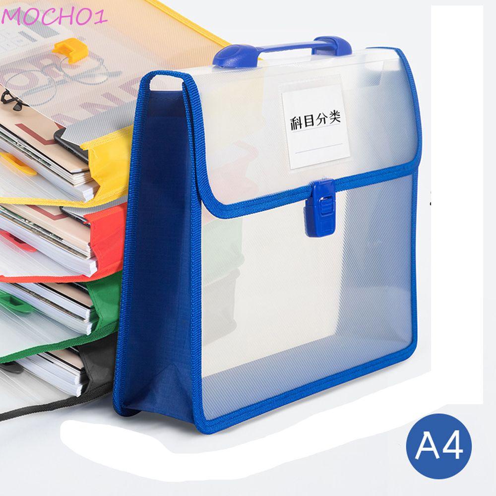Thư mục tệp mocho1 tay cầm di động túi đựng hồ sơ accordion trường học trong suốt đồ dùng văn phòng tổ chức gia đình a4 túi đựng tài liệu thư mục tệp