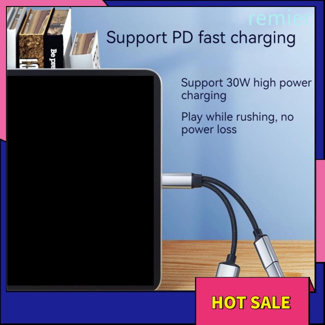 Re multi-function type-c 2-in-1 adapter cable pd fast charge otg tương thích cho ipad pro / tv chromecast samsung