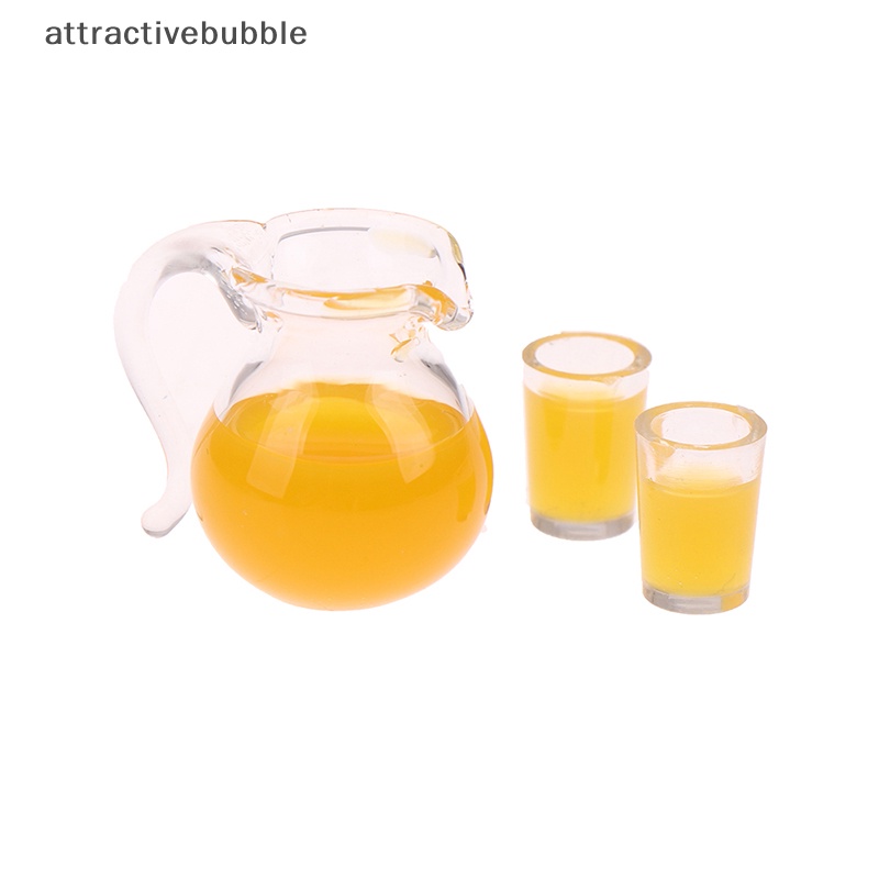 Atvn 3 cái / bộ 1:12 dollhouse miniature drink cup orange juice jug model kitchen decor martijn