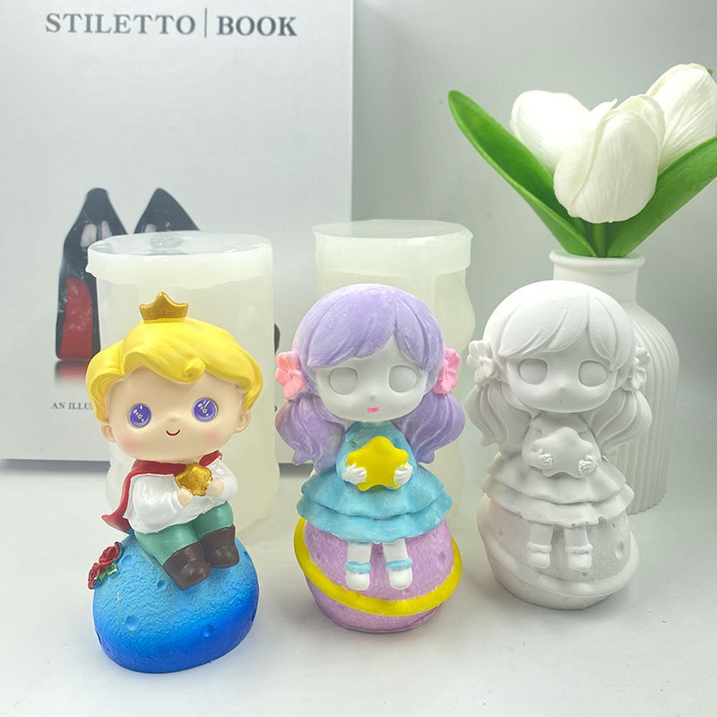 Khuôn silicone Tạo Hình Làm Nến Thơm Hình Công Chúa Hoàng Tử Hành Tinh 3d Ba Chiều Trang Trí
