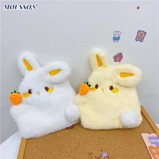 Túi đeo chéo nhỏ MOUSSON bằng vải lông hoạt hình thỏ cà rốt dễ thương cho nữ