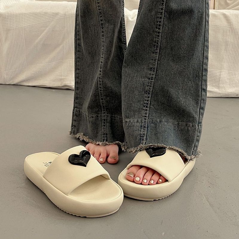 KaBaiQi Dép bánh mì guốc dép sandal nữ Màu Sắc Đơn Giản Thoải Mái Cao Gót Chống Trơn Trượt dép đế xuồng 34ZHDLX0814