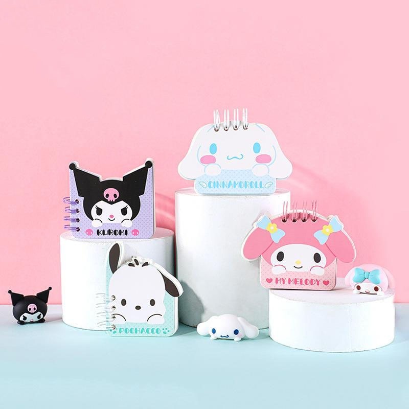 Kawaii dễ thương sanrio mini memo note book phim hoạt hình notepad di động kuromi mymelody cinnamoroll coil book sách dòng ngang trang màu món quà giáng sinh cho trẻ em
