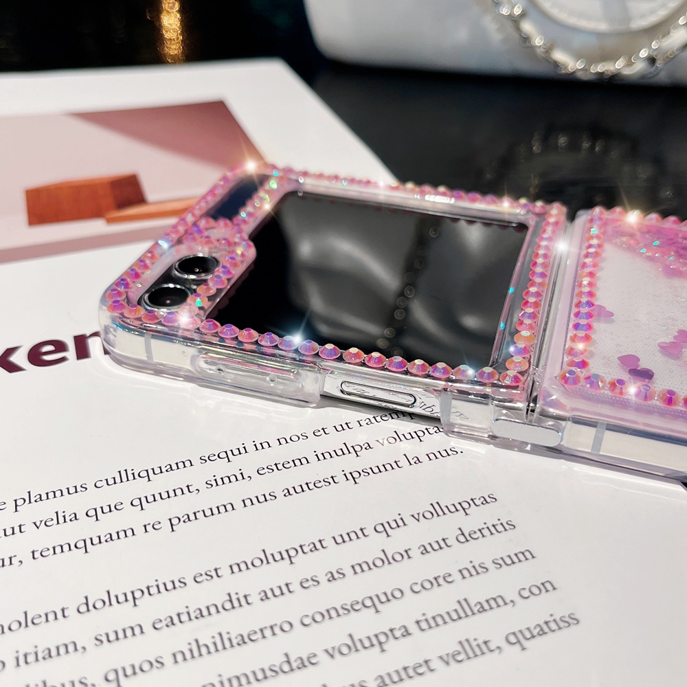 Glitter movable quicksanf bling handmade rhinestones case cho samsung galaxy z flip 4 5 flip4 flip5