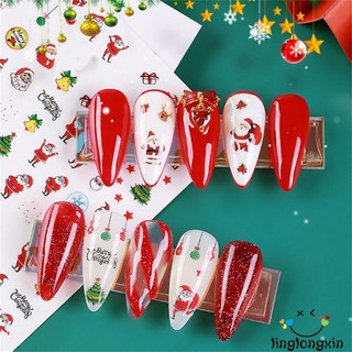 Linglongxi2-christmas nail stickers snowflake 3d self adhesive nail decals