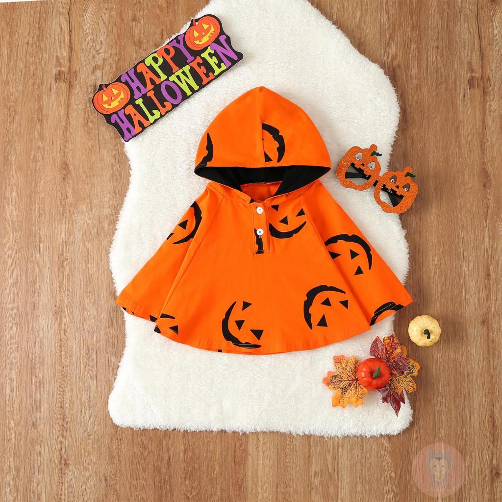 Áo Choàng Liền Quần laa6-Trong-Một In Hình Bí Ngô halloween Cho Bé