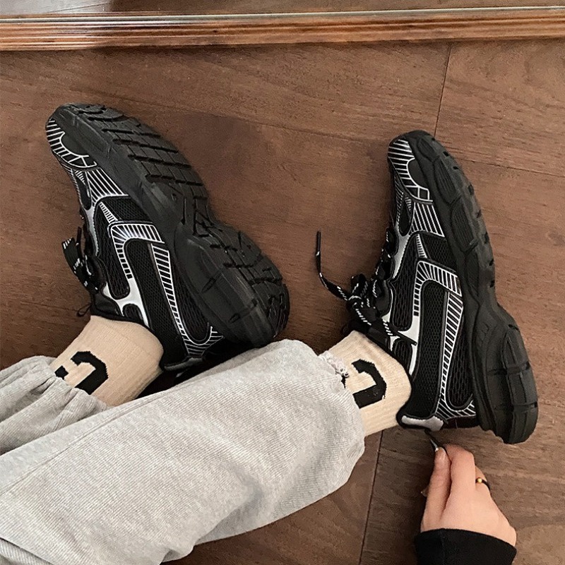 Giày thể thao nữ màu đen thick-soled sneakers mới mùa thu và mùa đông all-match running sneakers-aa0682