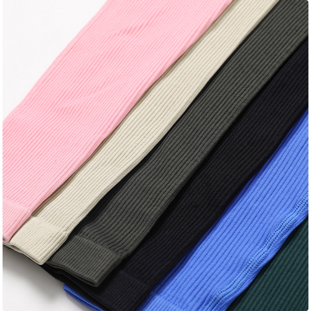 Bộ Tập Yoga GYM J-6848 Jumpsuit Liền Thân Dệt Kim Gân Tăm Cổ Chữ U Siết Eo Siêu Tôn Dáng