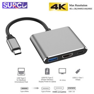 Bộ chuyển đổi usb loại c sang hdmi, bộ chuyển đổi loại c otg 3 trong 1, 4k hdmi & pd sạc nhanh usb c sang hdmi bộ chuyển đổi usb loại c nữ