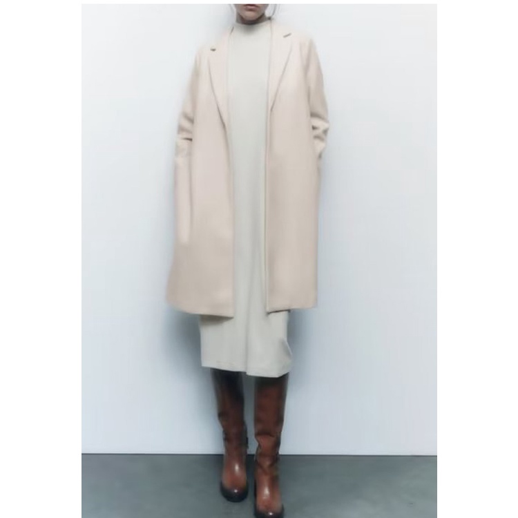 Zara mùa thu và mùa đông áo khoác dài mới áo khoác ve áo dài tay đi lại tính khí 5070420