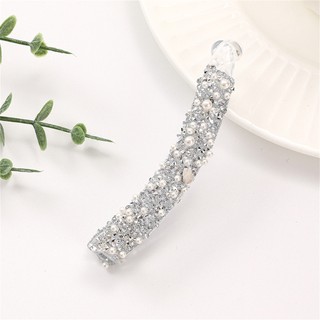 Bling Bling Pha Lê Chuối Tóc Cho Nữ Đầu Lưng Tóc Chân Thời Trang Đuôi Ngựa Giá Đỡ Móng Vuốt Kim Cương Giả Mũ Đội Đầu