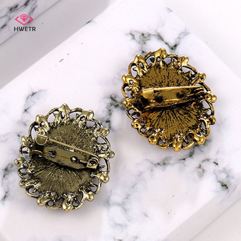 Hwetr phong cách gothic cổ điển tượng đầu cameo brooch rhinestone brooch cho phụ nữ mới