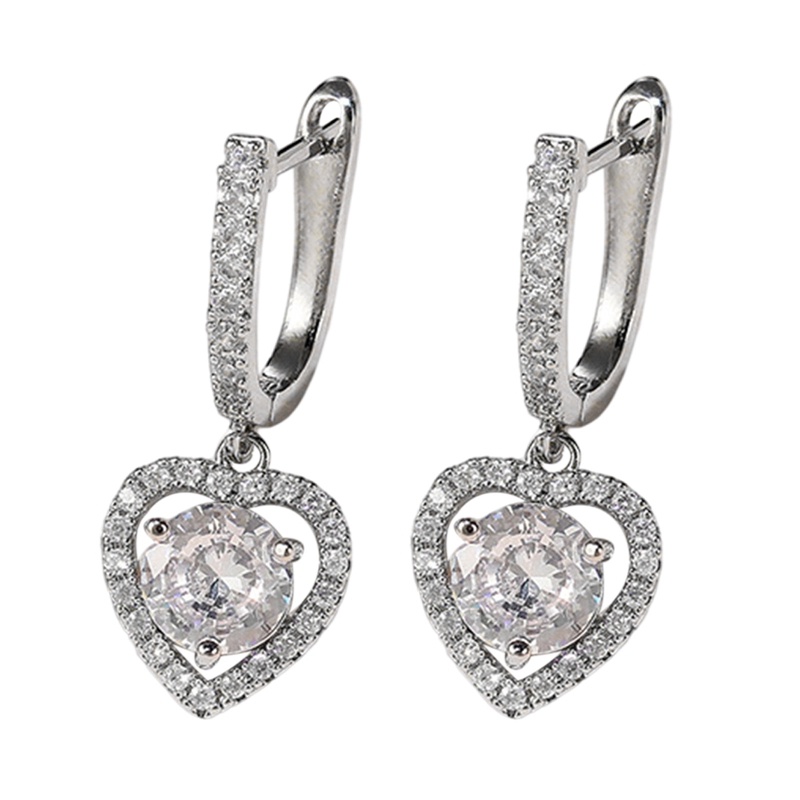 Khuyên Tai Hình Trái Tim Đính Đá Zircon Chất Lượng Cao Cho Nữ