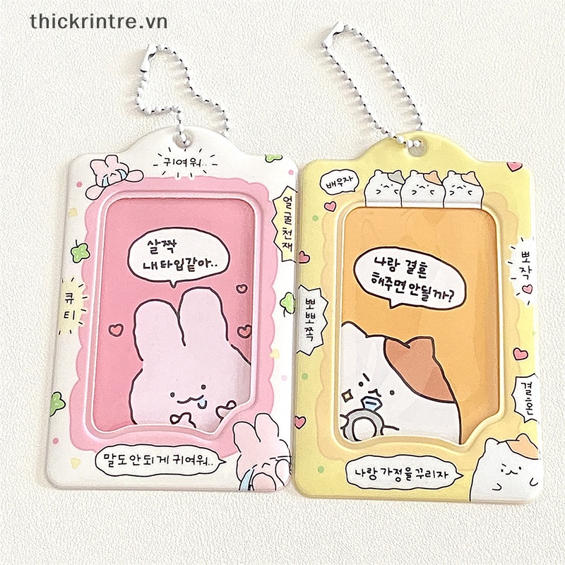 Thi fashion korea 3 inch photocard holder kpop card keychain mặt dây chuyền thần tượng chủ thẻ xe buýt ngân hàng id thẻ bìa đồ dùng học sinh vn