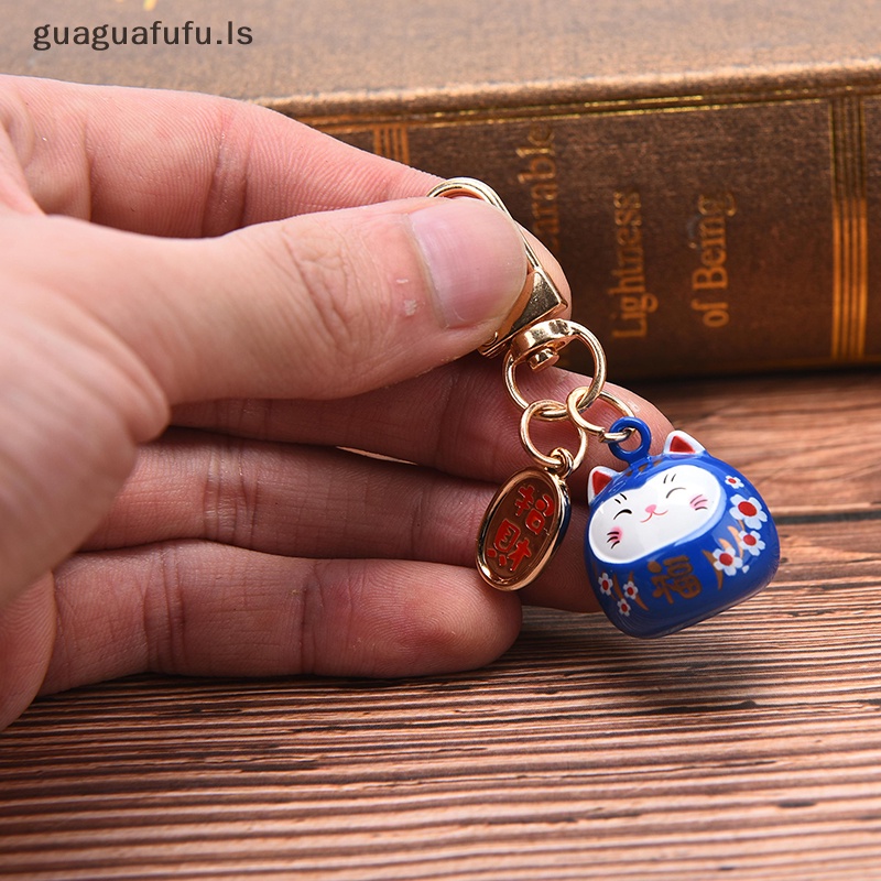 Guaguafufu nhật bản móc khóa mèo may mắn dễ thương túi xe trang trí âm thanh nước chuông pendent charm ls