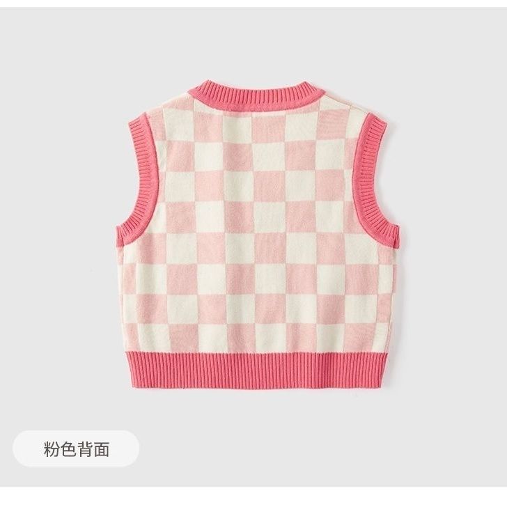 Áo Dệt Kim Sát Nách Cổ Tròn Màu Hồng Thời Trang Xuân Thu Cho Bé Trai Và Gái