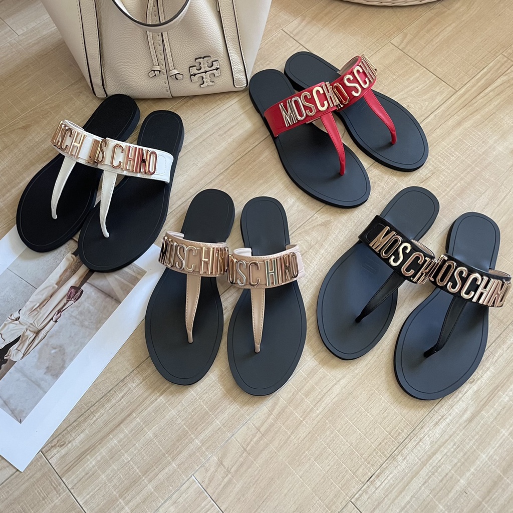 Moschino casual adult sandals / thích hợp để sử dụng ngoài trời và trong nhà / giày bệt / dép mc couple thời trang