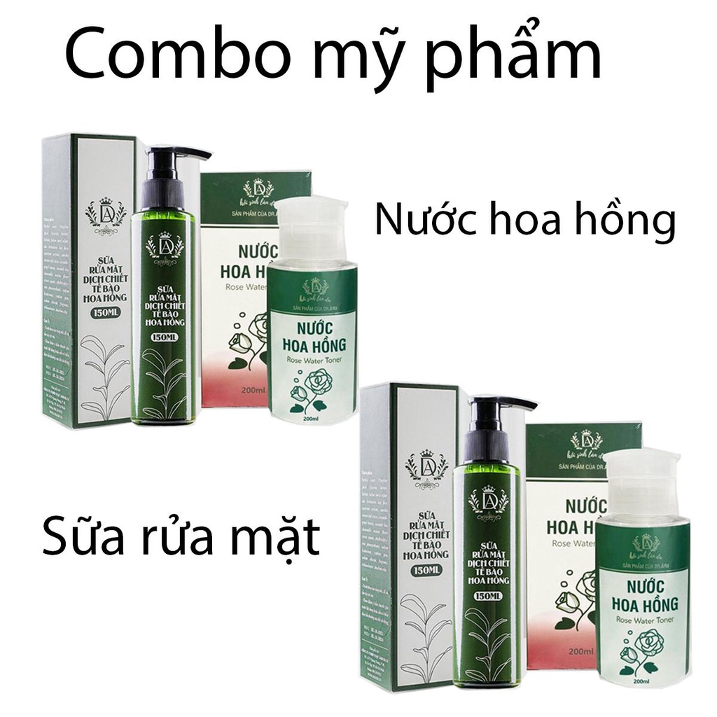 Combo Sữa Rửa mặt và Toner  Hoa Hồng Sinh Học Dr Ánh giúp sáng và duiongxw da