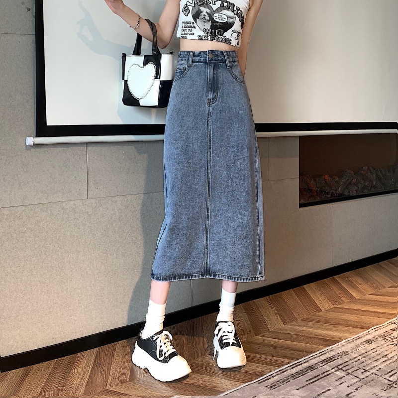 NZN Chân Váy Jean Chữ A Lưng Cao Thời Trang Nữ Tính