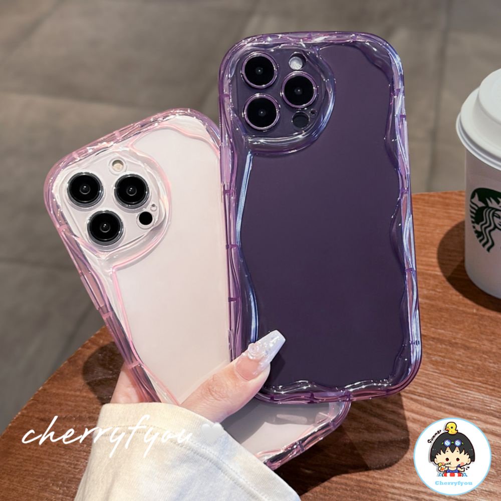 Ốp Điện Thoại TPU Mềm Trong Suốt Viền Gợn Sóng Màu Trơn Chống Sốc Cho IPhone 11 12 13 14 Pro Max XR XS Max