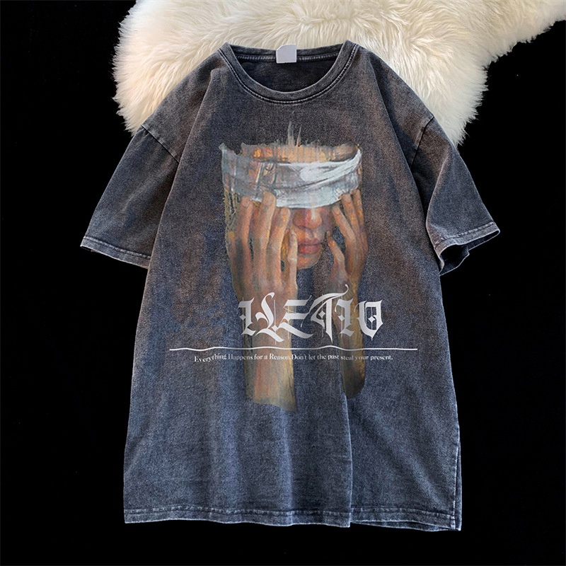 Áo Thun Đen 100% Cotton Tay Ngắn Dáng Rộng In Hoạ Tiết Đơn Giản Phong Cách Hàn Quốc Cho Nữ Có Size Lớn