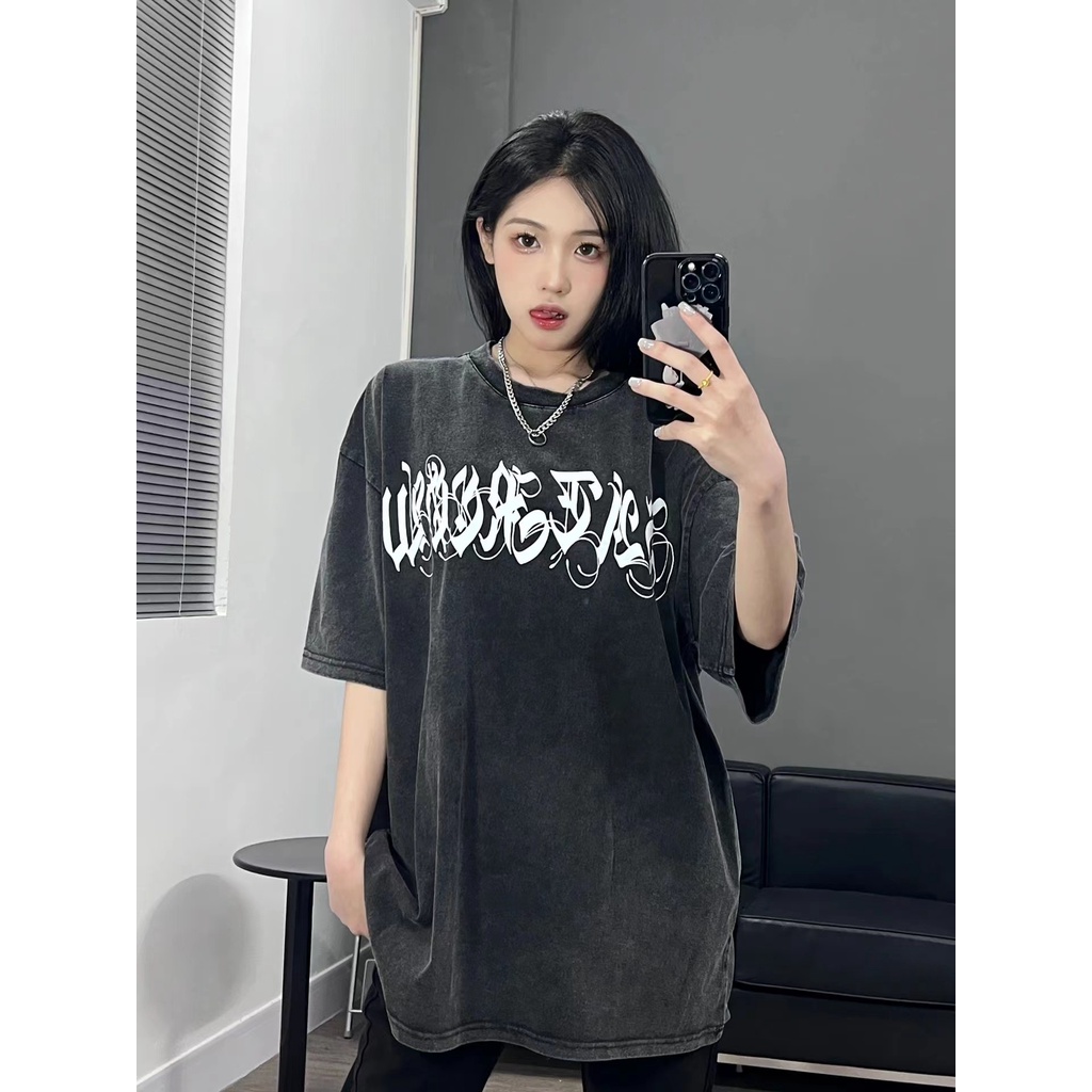 HIIXIIVI Mới Áo Thun 100% Cotton Tay Ngắn Dáng Rộng In Hình Cá Tính