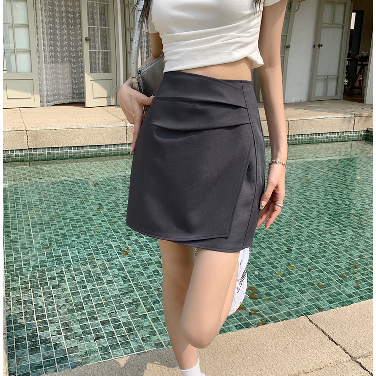 Chân Váy Chữ A Ngắn Lưng Cao Phối Bèo Thời Trang Mùa Hè Hàn Quốc Mới Cho Nữ