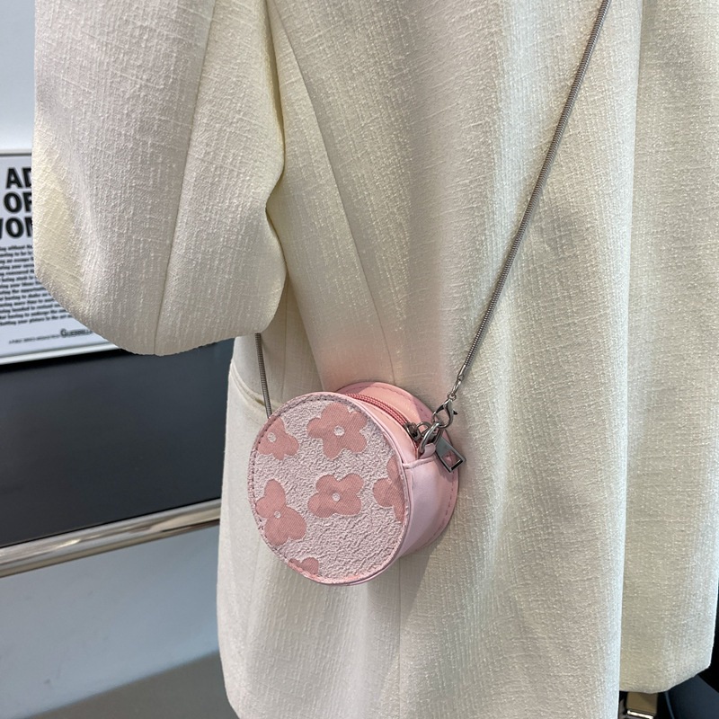 Túi Đeo Chéo Mini Hình Tròn Họa Tiết Trái Tim Thời Trang Dành Cho Nữ