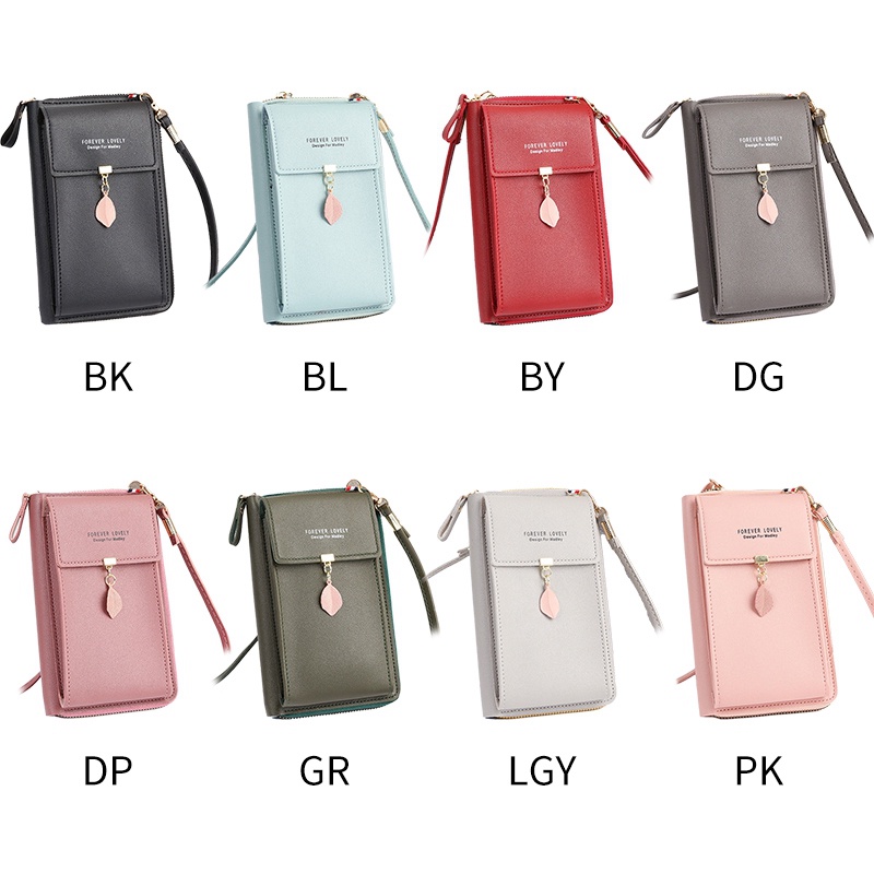 Túi Da PU Đeo Chéo Đựng Điện Thoại Màu Trơn Phong Cách Hàn Quốc